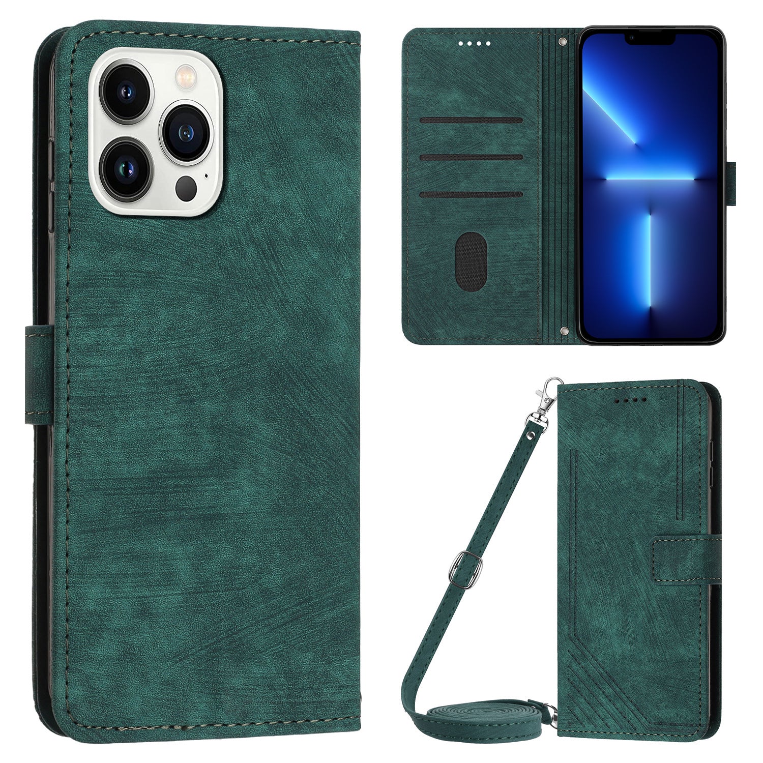 For iPhone 13 Pro 6.1 inch PU Leather Skin-touch Phone Case Lines Imprinted Wallet Stand Flip Cover For iPhone 13 Pro 6.1 inch PU Leather Skin-touch Phone Case Lines Imprinted Wallet Stand Flip Cover